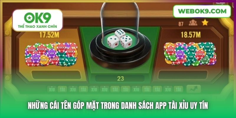 Những cái tên góp mặt trong danh sách app Tài Xỉu uy tín
